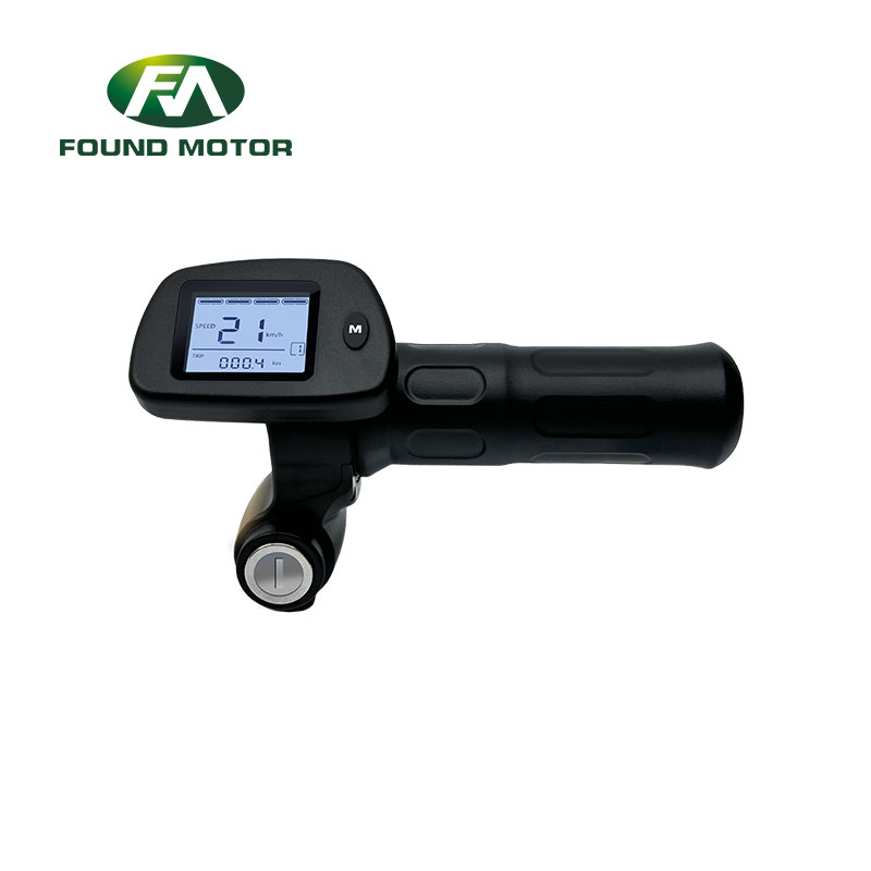 FOUNDMOTOR Electric Bike Throttle Half Twist with LCD Display & Lock Key – Universal E-bike Accelerator Grip for Scooter, Motorcycle, Electric Bicycle
